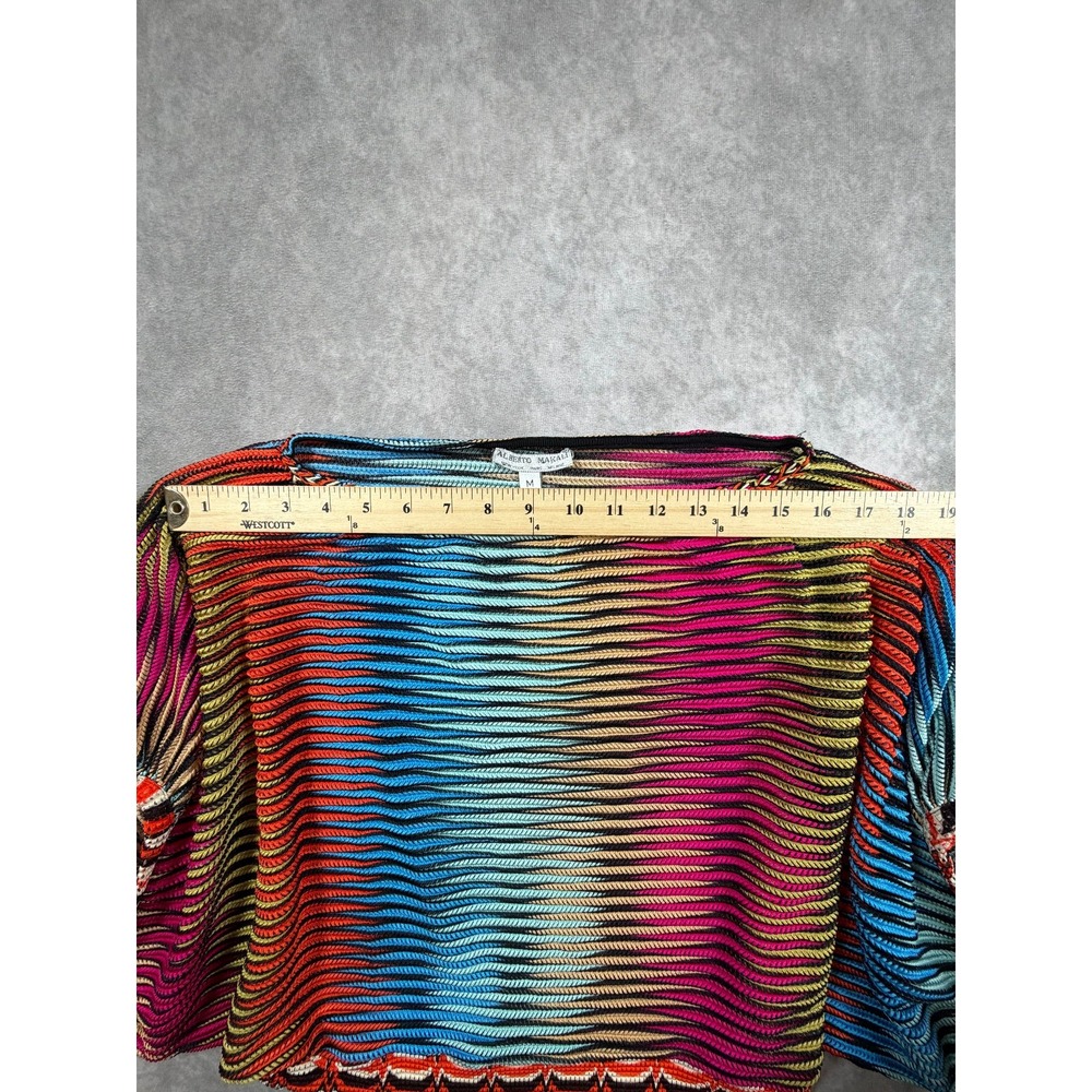 Alberto Makali Womens Medium Top Multicolor Ribbed Knit Dolman Boat Neck Crop - Picture 7 of 9